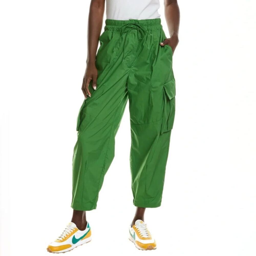 FARM Rio Green Cotton Elastic Waist Drawstring Cargo Pants Womens Size L